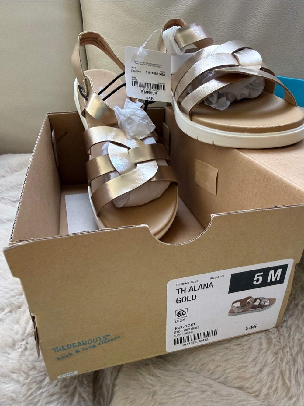 TH Alana Kids Metallic Gold Braided Slingback Sandals - Gold